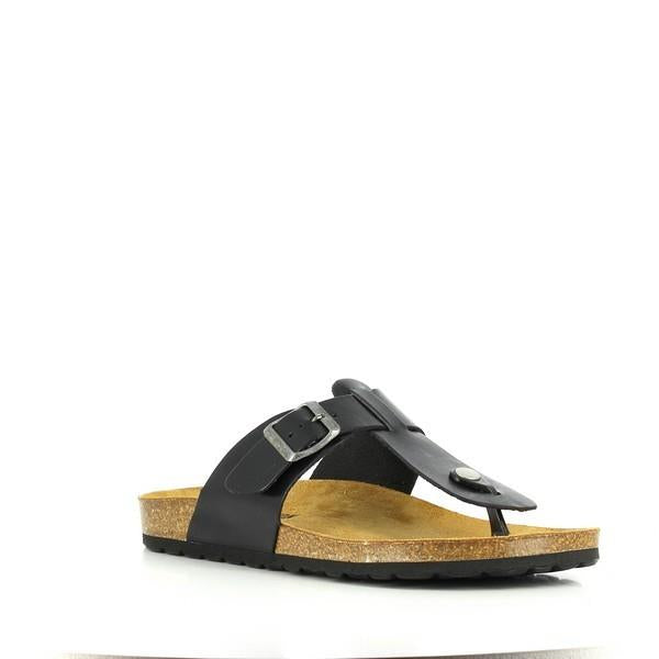 Experience timeless comfort with our classic Black Thong Sandals. Perfect for everyday laid-back summer wear, featuring an adjustable buckle strap and contoured cork footbed for enhanced comfort.