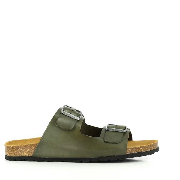 The Green Khaki Sandal features a two-strap upper that can be customized to fit the wearer's feet with two sturdy buckles. Paired with the signature comfort of the Plakton footbed, it offers unparalleled support.