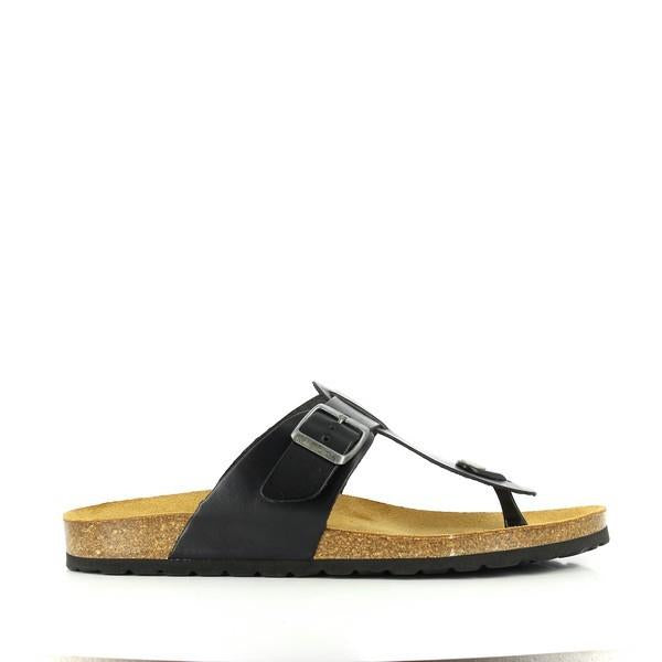 Experience timeless comfort with our classic Black Thong Sandals. Perfect for everyday laid-back summer wear, featuring an adjustable buckle strap and contoured cork footbed for enhanced comfort.