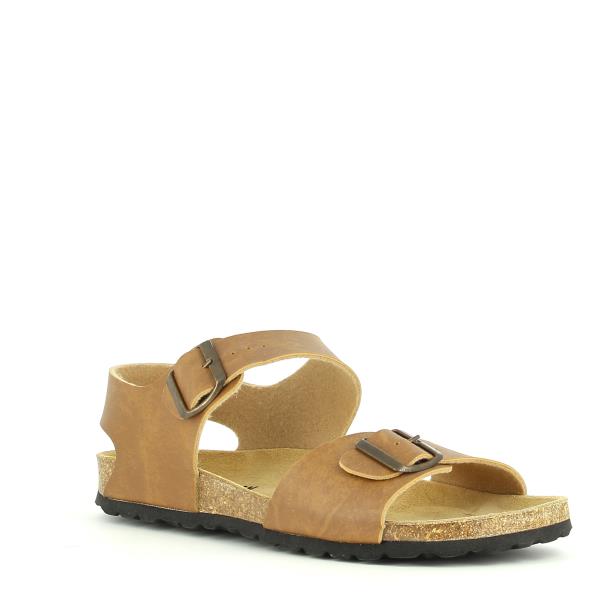 Introducing Plakton's Light Brown Men Sandals. Each pair features a two-strap upper with adjustable buckles for a personalized fit, complemented by the signature comfort of the Plakton footbed. The added heel/instep strap, individually adjustable with a metal buckle, wraps around the ankle to offer enhanced grip and support.