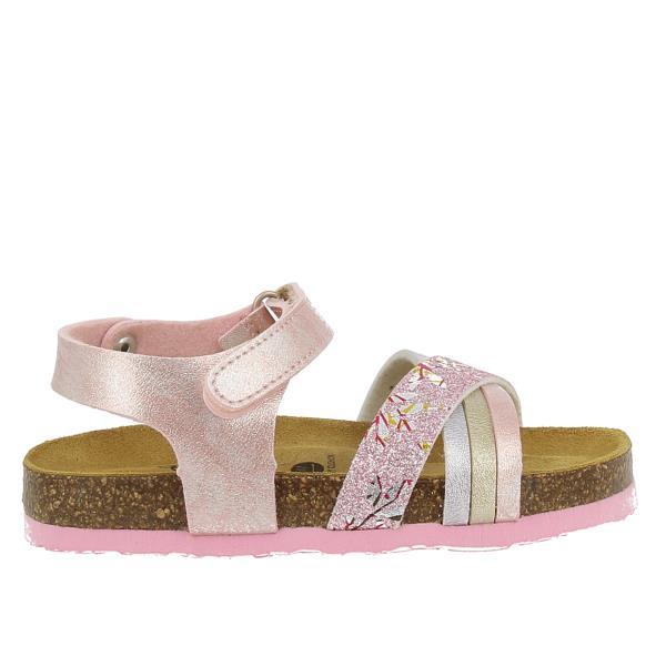 Introducing Plakton's 135284 Metallic Pink Kids Sandal - a delightful blend of style, comfort, and sustainability. Stylish design with thin metallic straps and floral accents. Velcro ankle strap for a secure and customised fit.