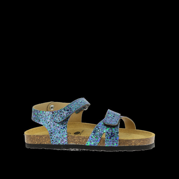 Introducing Plakton's 135637 Blue Glitter Sandal - a sparkling addition to your child's summer wardrobe. Crafted with care in Spain, these vegan sandals boast a cork footbed and synthetic sole for eco-conscious comfort. Sparkling blue glitter adds a touch of fun to any outfit and velcro fastening straps for a secure and customised fit.