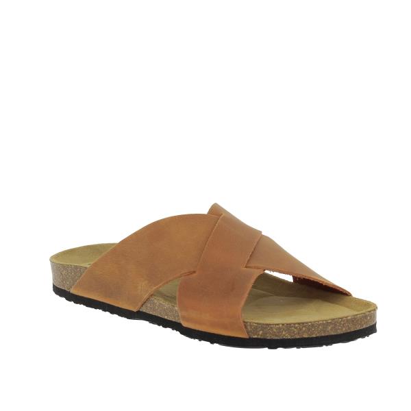 Crafted in Spain with two front vegan leather crossed straps and a synthetic sole,  these wide-fit cork sandals offer exceptional comfort for all-day wear. 