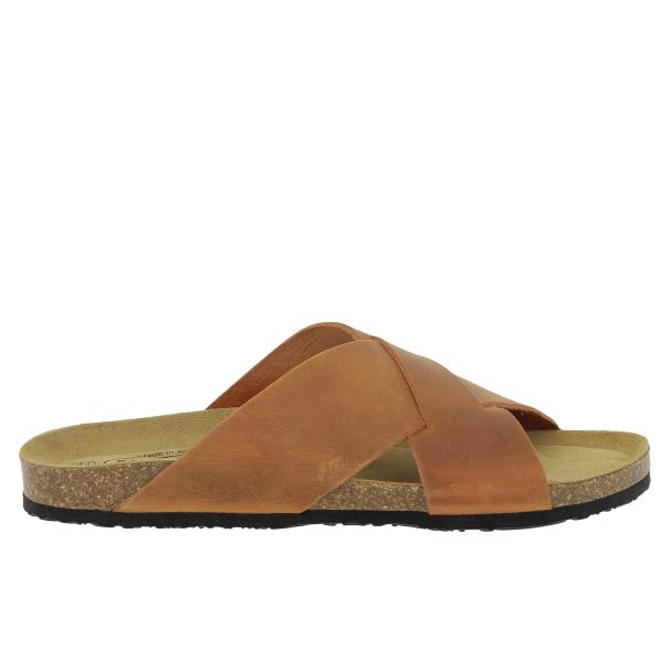 Crafted in Spain with two front vegan leather crossed straps and a synthetic sole,  these wide-fit cork sandals offer exceptional comfort for all-day wear. 