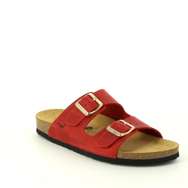 Admire the vibrant hue of Plakton's 180010-OF Red Women's Sandals from the outside. The classic two-strap design and adjustable buckles exude elegance, perfect for any occasion.