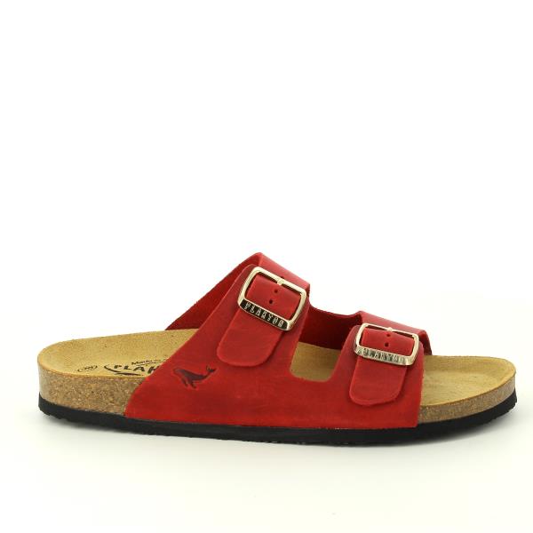 Admire the vibrant hue of Plakton's 180010-OF Red Women's Sandals from the outside. The classic two-strap design and adjustable buckles exude elegance, perfect for any occasion.