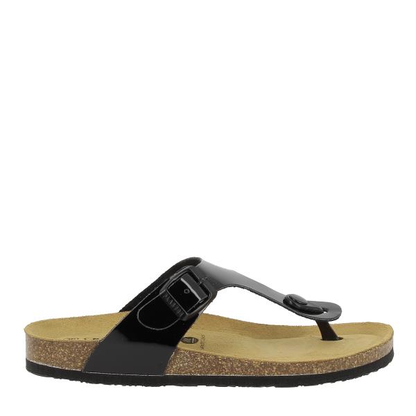 Capture the sleek sophistication of Plakton's 181671 Black Women's Sandals against a neutral backdrop. The classic thong design and shiny black finish exude timeless elegance, perfect for any occasion.