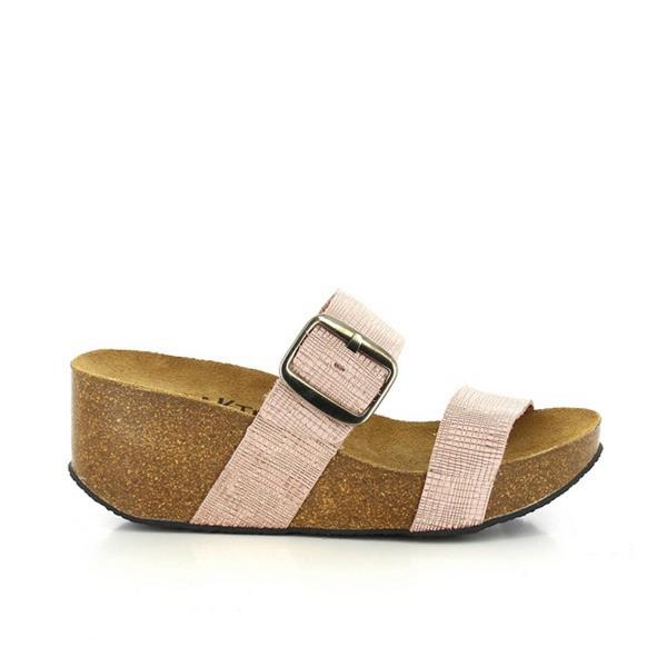 Indulge in chic elegance with Plakton's 273004 Pink Women's Wedge Sandals from the external side. The sleek silhouette features two adjustable straps crafted from premium vegan leather, exuding sophistication. The soft pink hue adds a touch of femininity, while the 6.5cm wedge heel offers both height and comfort.