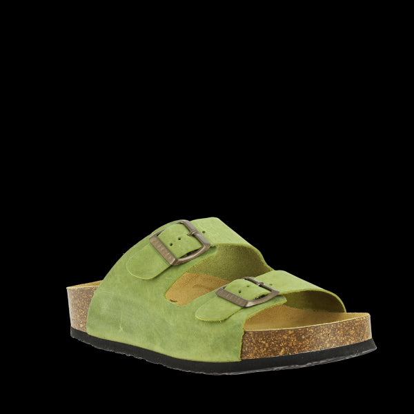 Showcase the stylish charm of Plakton's 340010 Pistachio Women's Sandals from the external side. The vibrant pistachio hue and double adjustable buckles exude sophistication.