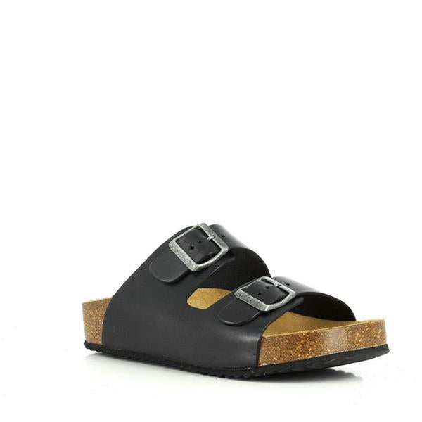Showcase the timeless appeal of Plakton's 340010 Black Women's Sandals from the external side. The sleek black vegan leather and double adjustable buckles exude sophistication.