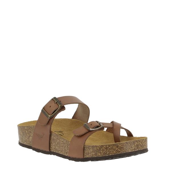 An alluring image showcasing Plakton's 341032 Taupe Women's Sandals. Crafted with vegan leather and featuring a cork sole, these sandals epitomize sophistication and comfort, ideal for smart casual settings.