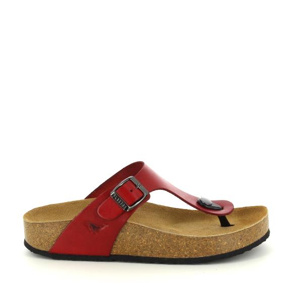 howcase the vibrant elegance of Plakton's 341671 Red Women's Sandals against a neutral background. The sleek design and rich red color make a bold statement, while the Plakton logo on the side adds a touch of authenticity and style.