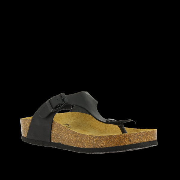 Showcasing Plakton's 341671 Black Women's Sandals against a sleek backdrop. The classic design and black hue exude sophistication