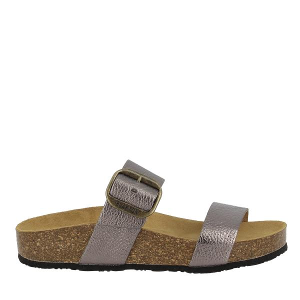 Showcase the chic design of Plakton's 343004 Pewter Women's Sandals from the external side. The adjustable straps and sleek silhouette offer a stylish touch, perfect for any occasion.