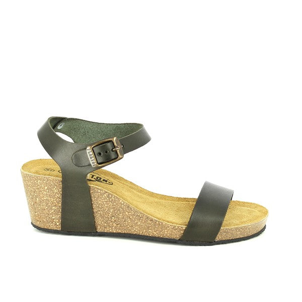 In this vibrant photo, Plakton's 363023 Green Women's Wedge Sandals are showcased, radiating style and sophistication. The sleek design and rich green color exude elegance, while the adjustable ankle strap ensures a perfect fit. With a cork sole providing comfort and stability, these sandals are the perfect choice for any smart-casual ensemble. Crafted with meticulous attention to detail and made in Spain, they epitomize chic elegance.