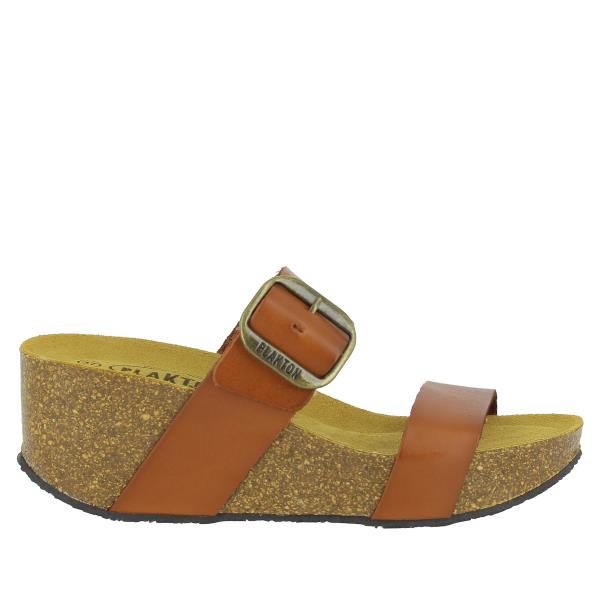 Explore Plakton's 873004 Camel Women's Wedge Sandals - vegan leather, cork wedge heels with adjustable straps for ultimate comfort and style.