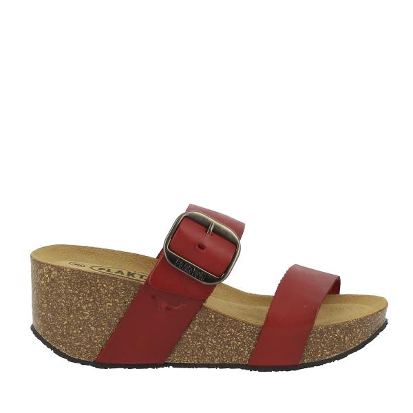 Discover Plakton's 873004 Burgundy Women's Wedge Sandals - vegan leather, cork wedge heels with adjustable straps for chic comfort.