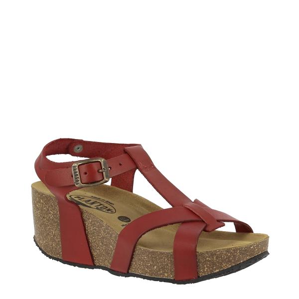 In this vibrant image, Plakton's Green Women's Wedge Sandals are displayed, showcasing their sleek design and rich color. The adjustable ankle strap and cushioned footbed ensure comfort, while the cork sole adds a touch of sophistication. Perfect for elevating any smart-casual look with style and flair.