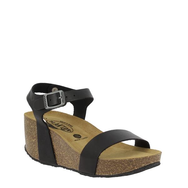 In this captivating image, Plakton's 873023 Black Women's Wedge Sandals are beautifully displayed, showcasing their sleek design and timeless elegance. The adjustable ankle strap and contoured cork footbed ensure both style and comfort, making them the perfect choice for any occasion.
